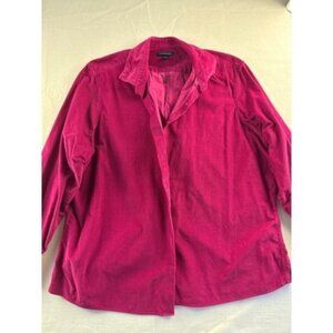 Lands End Womens Corduroy Shirt 2X 20W-22W Fuchsia
